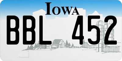 IA license plate BBL452
