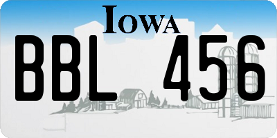 IA license plate BBL456