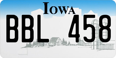 IA license plate BBL458