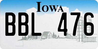 IA license plate BBL476