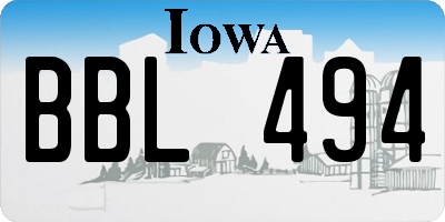 IA license plate BBL494