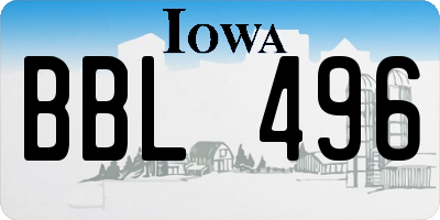 IA license plate BBL496
