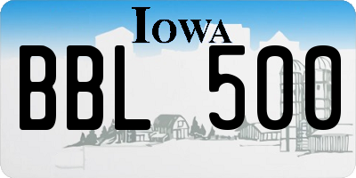 IA license plate BBL500