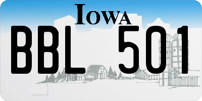 IA license plate BBL501