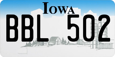 IA license plate BBL502