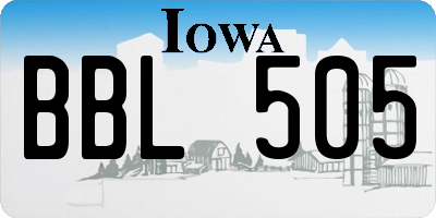 IA license plate BBL505