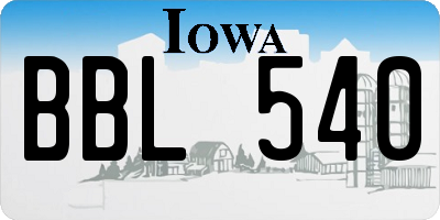 IA license plate BBL540
