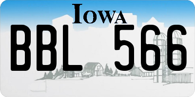 IA license plate BBL566