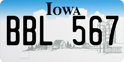 IA license plate BBL567