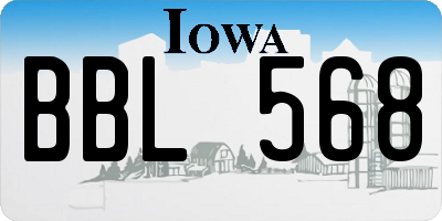 IA license plate BBL568