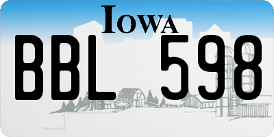 IA license plate BBL598