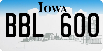 IA license plate BBL600