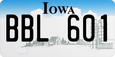 IA license plate BBL601