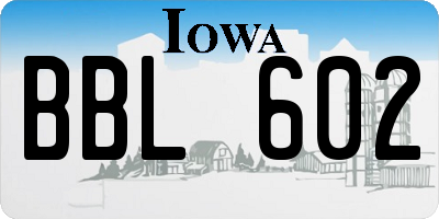 IA license plate BBL602