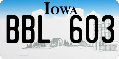 IA license plate BBL603