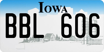 IA license plate BBL606