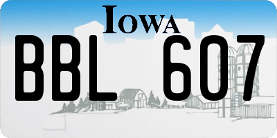 IA license plate BBL607