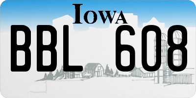 IA license plate BBL608