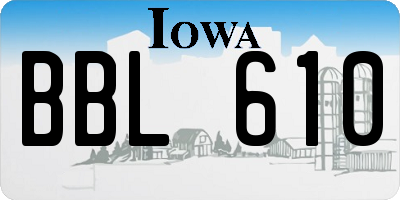 IA license plate BBL610