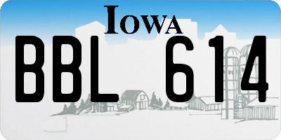 IA license plate BBL614