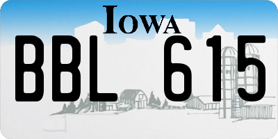 IA license plate BBL615