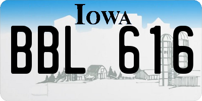 IA license plate BBL616