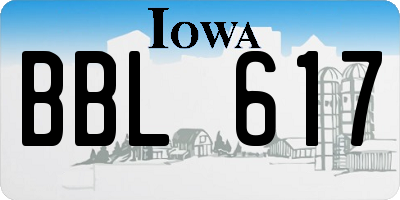 IA license plate BBL617