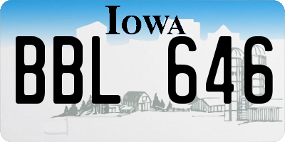 IA license plate BBL646