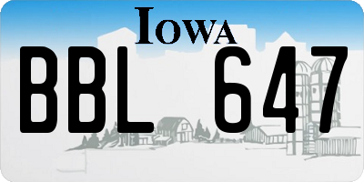 IA license plate BBL647