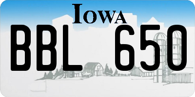 IA license plate BBL650