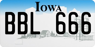 IA license plate BBL666