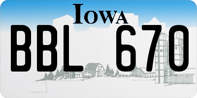 IA license plate BBL670
