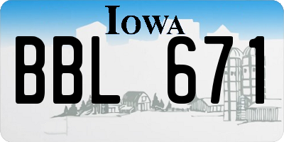 IA license plate BBL671