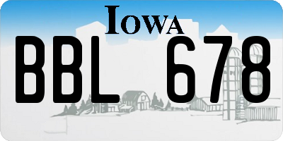 IA license plate BBL678
