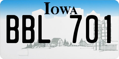IA license plate BBL701