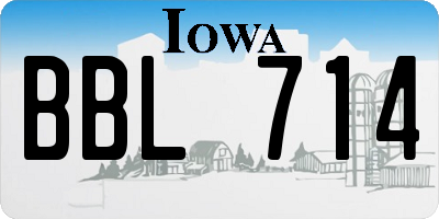 IA license plate BBL714