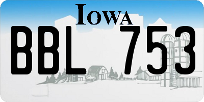 IA license plate BBL753