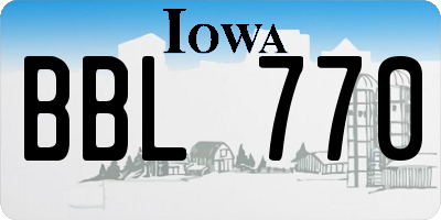 IA license plate BBL770