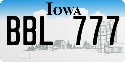 IA license plate BBL777