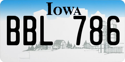 IA license plate BBL786