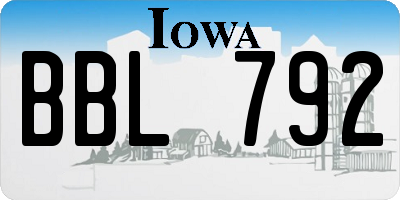 IA license plate BBL792