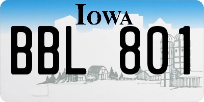IA license plate BBL801