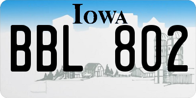 IA license plate BBL802