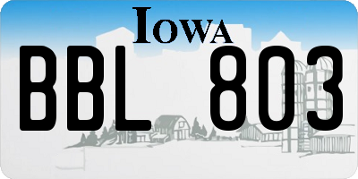 IA license plate BBL803