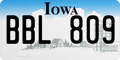 IA license plate BBL809