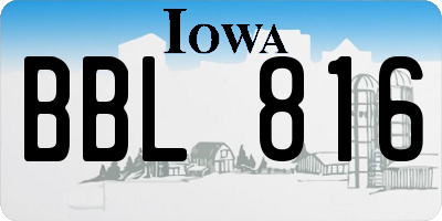 IA license plate BBL816