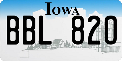 IA license plate BBL820