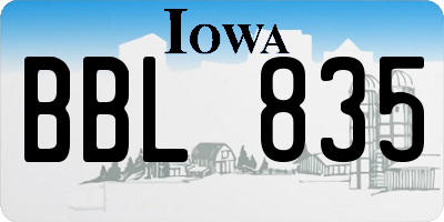 IA license plate BBL835