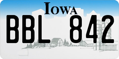 IA license plate BBL842