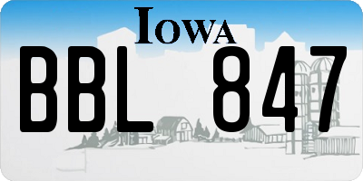 IA license plate BBL847
